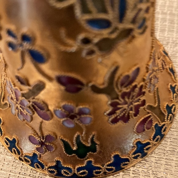 Vintage Cloisonné Enamelled Floral Design Bells set of 2 - Picture 5 of 9